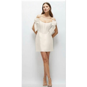 New Alfred Sung Off-the-Shoulder Corset Minidress in Ivory 4